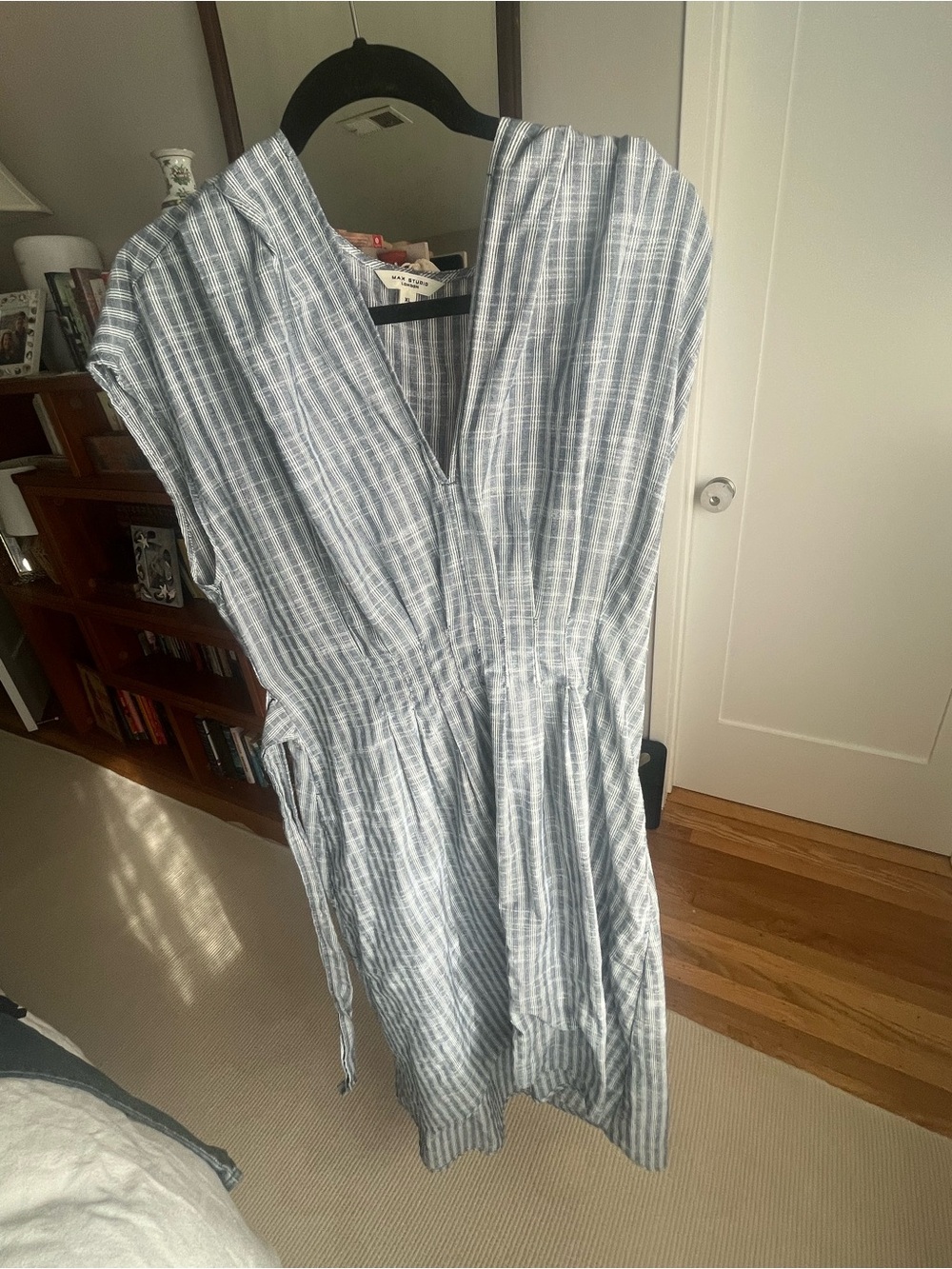 Max Studio Light Blue Striped Midi Dress